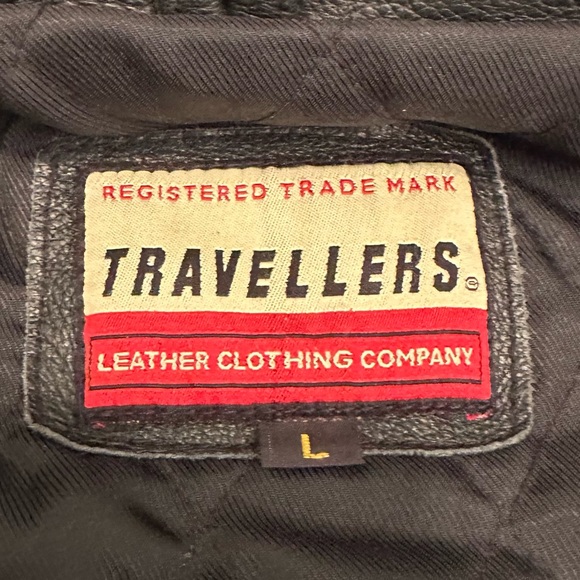 Vintage Travellers Leather Large Coat Jacket Black with Pockets 90s Y2K - Picture 5 of 7